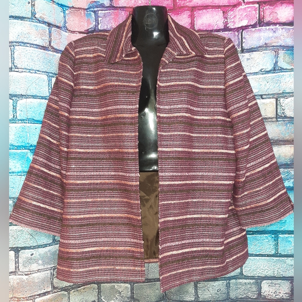 Open Front Blazer 3/4 Sleeve Fully Lined Size 14